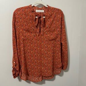 Abercrombie and Fitch Orange Floral Long Sleeve‎ Blouse.